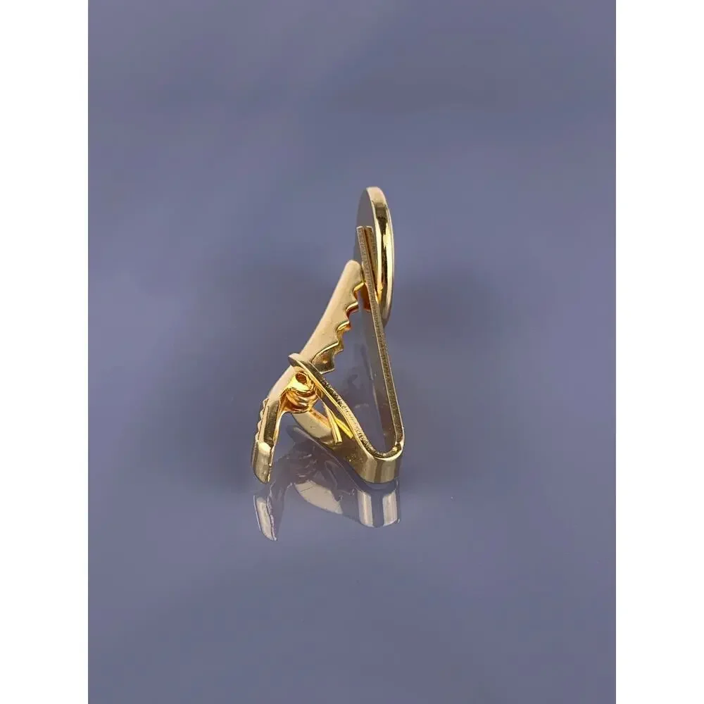 Etched Horse Head Tie Clip Bar Gold Plated Barlow Equestrian Race Left Vintage